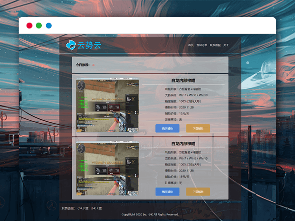 漂亮大气的辅助销售卡密销售引导页HTML网站源码