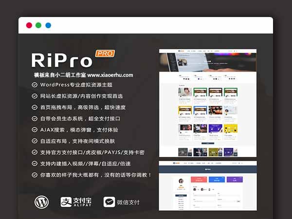 Wordpress模板日主题RIPro主题 5.4 虚拟资源素材下载主题网站源码